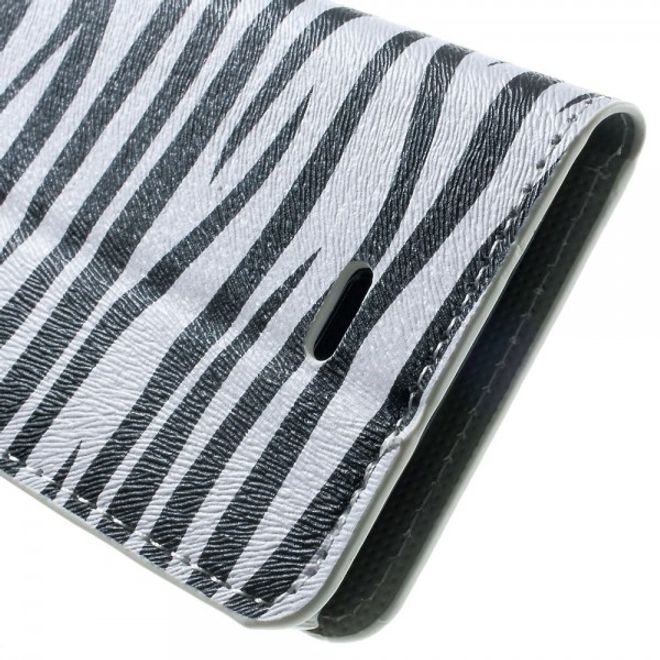 Wiko Wax Leder Case Hülle mit Zebrastreifen