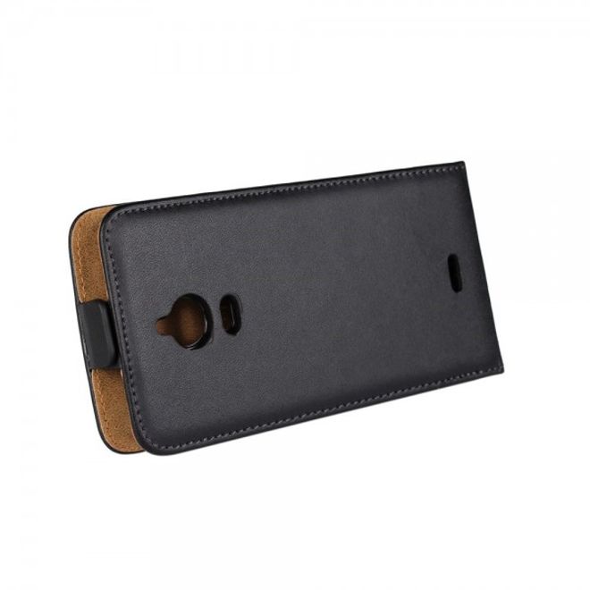 Wiko Wax Magnetische Spaltleder Case Hülle vertikal - schwarz
