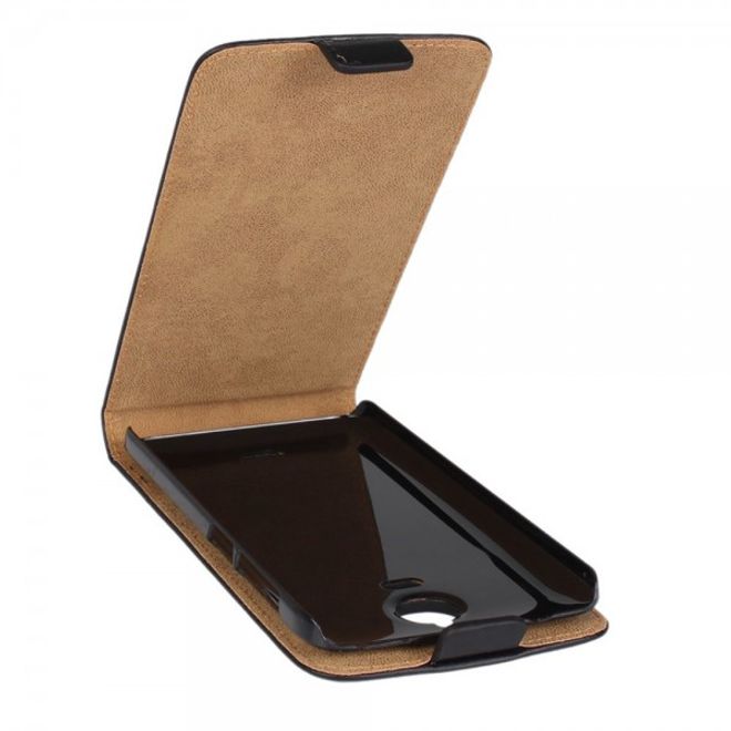 Wiko Wax Magnetische Spaltleder Case Hülle vertikal - schwarz