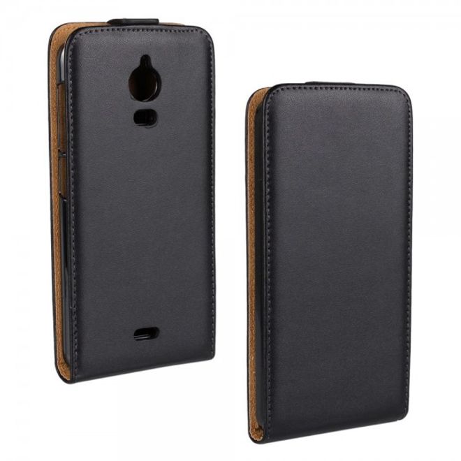 Wiko Wax Magnetische Spaltleder Case Hülle vertikal - schwarz