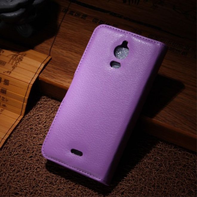 Wiko Wax Schicke Leder Cover Hülle mit Litchitextur - purpur