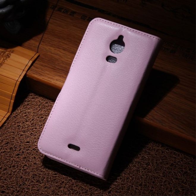 Wiko Wax Schicke Leder Cover Hülle mit Litchitextur - pink
