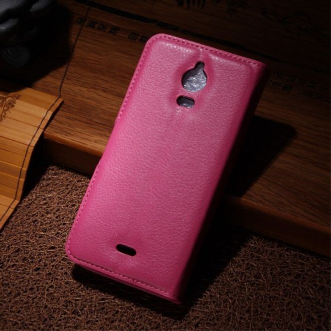 Wiko Wax Schicke Leder Cover Hülle mit Litchitextur - rosa