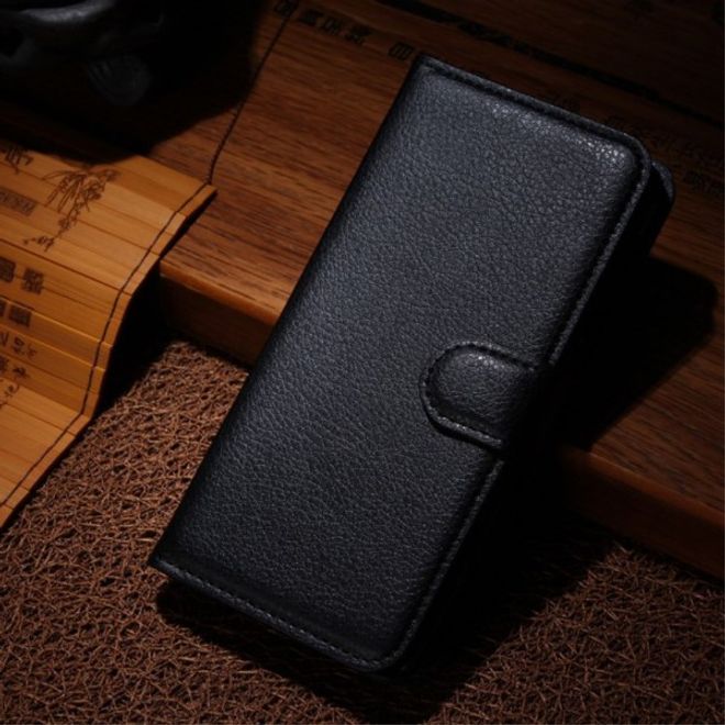 Wiko Wax Schicke Leder Cover Hülle mit Litchitextur - schwarz