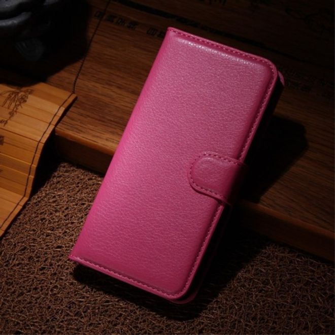 Wiko Wax Schicke Leder Cover Hülle mit Litchitextur - rosa