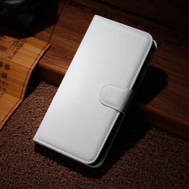 Wiko Wax Schicke Leder Cover Hülle mit Litchitextur - weiss