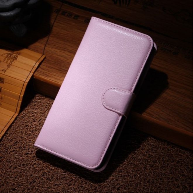 Wiko Wax Schicke Leder Cover Hülle mit Litchitextur - pink