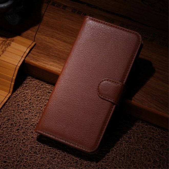 Wiko Wax Schicke Leder Cover Hülle mit Litchitextur - braun