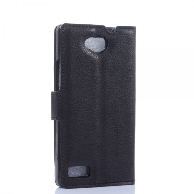 ZTE Kis 3 Max/Blade G Lux Leder Case Hülle mit Litchitextur - schwarz