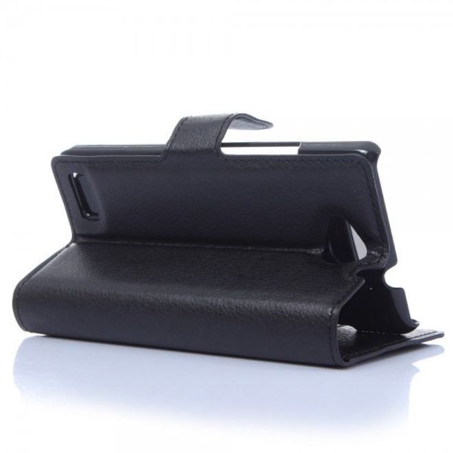 ZTE Kis 3 Max/Blade G Lux Leder Case Hülle mit Litchitextur - schwarz