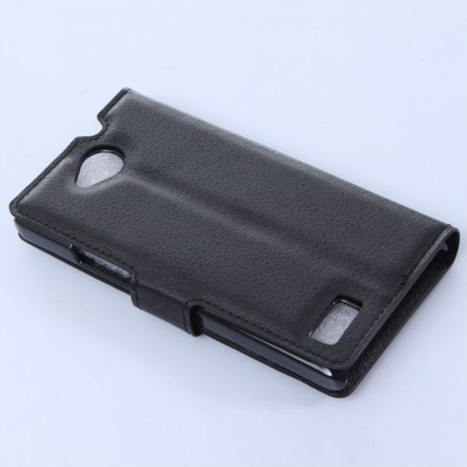 ZTE Kis 3 Max/Blade G Lux Leder Case Hülle mit Litchitextur - schwarz